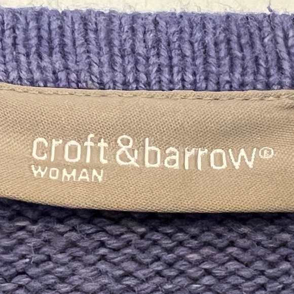 Croft & Barrow L Blue Snowman Winter Christmas Cardigan Embroidered EUC Sweater - Picture 9 of 14